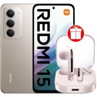Xiaomi Redmi 15 4G 8GB/256GB международная версия (титановый) + наушники Xiaomi Redmi Buds 6 Active M2344E1 (розовый) по акции