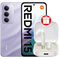 Xiaomi Redmi 15 4G 6GB/128GB международная версия (фиолетовый) + наушники Xiaomi Redmi Buds 6 Active M2344E1 (белый) по акции Image #1