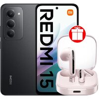 Xiaomi Redmi 15 4G 6GB/128GB международная версия (черный) + наушники Xiaomi Redmi Buds 6 Active M2344E1 (розовый) по акции Image #1